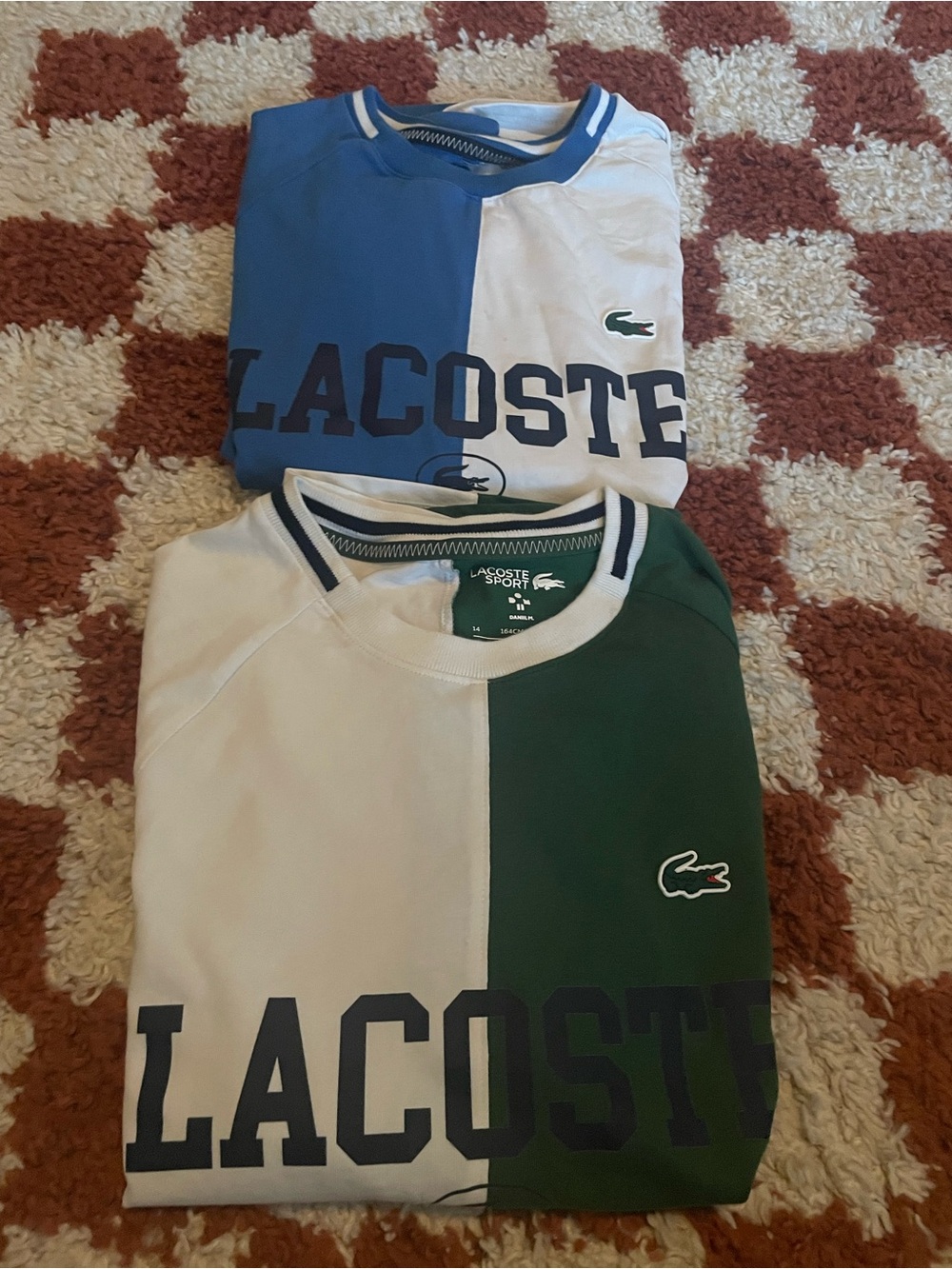 Lacoste Kids Colorblock Crewneck Sweatshirt - Green & White